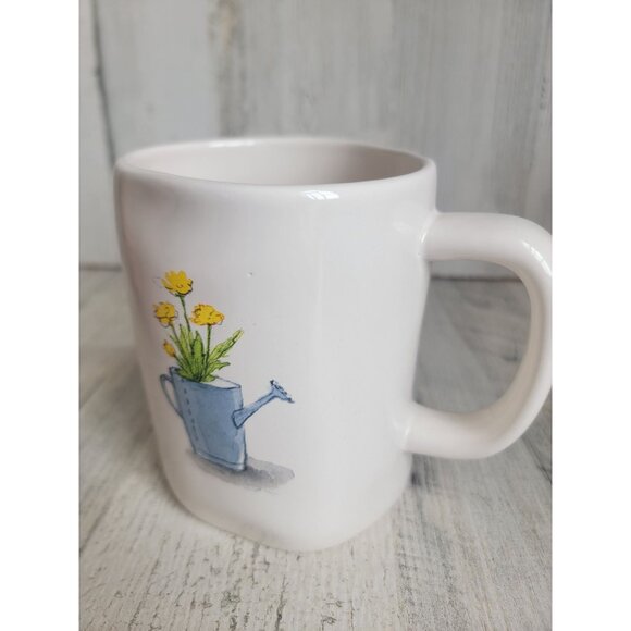 Rae Dunn yellow watering can white mug spring home decor coffee - Picture 5 of 6